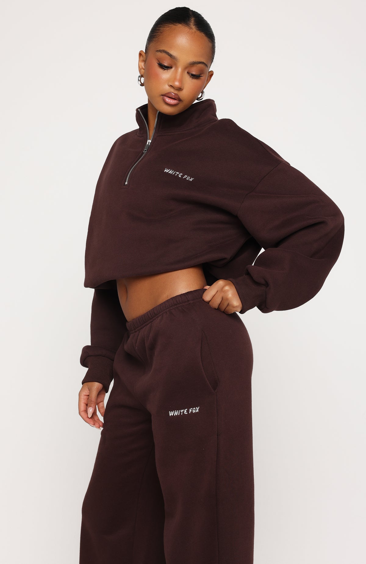 Test Drive Boxy Quarter Zip Sweater Chocolate | White Fox Boutique