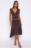 Tropic Drift Midi Skirt Chocolate