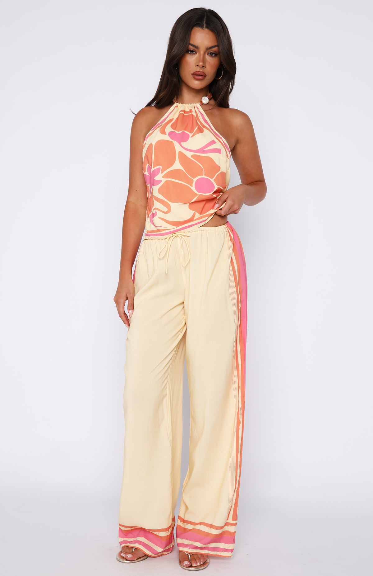 Tropic Muse Halter Top Lemon Symphony | White Fox Boutique