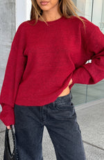 Warm Whispers Knit Sweater Burgundy
