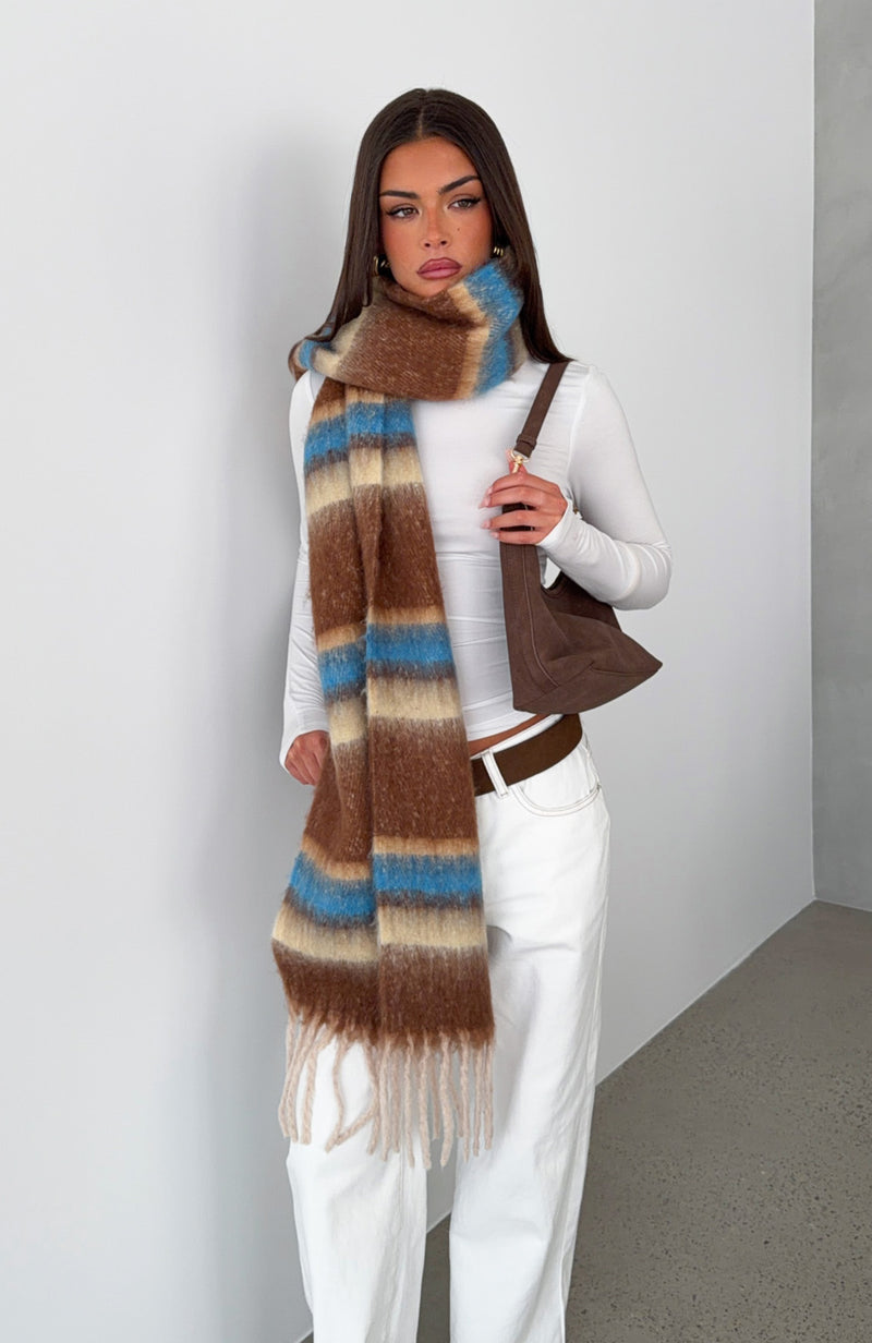 Zella Scarf Chocolate/Blue Stripe