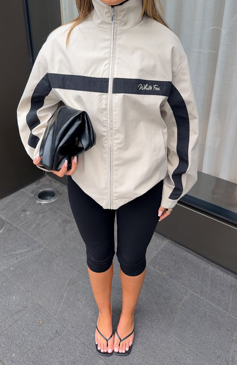 Wilhemina Funnel Neck Jacket Stone/Black
