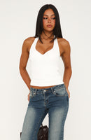 Willow Hearts Halter Top Off White
