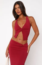 Made You Look Halter Top Burgundy