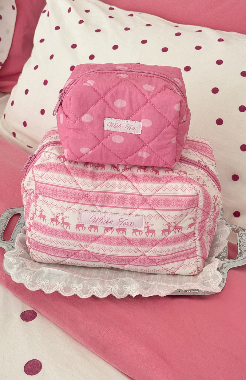 Alfie 2 Pack Cosmetic Bag Pink Rudolph & Polka Dot