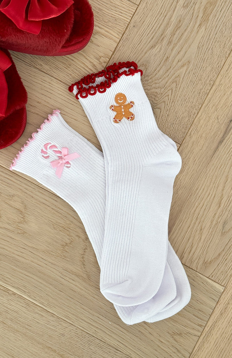 Festive Socks 2 Pack Candy Cane/Gingerbread