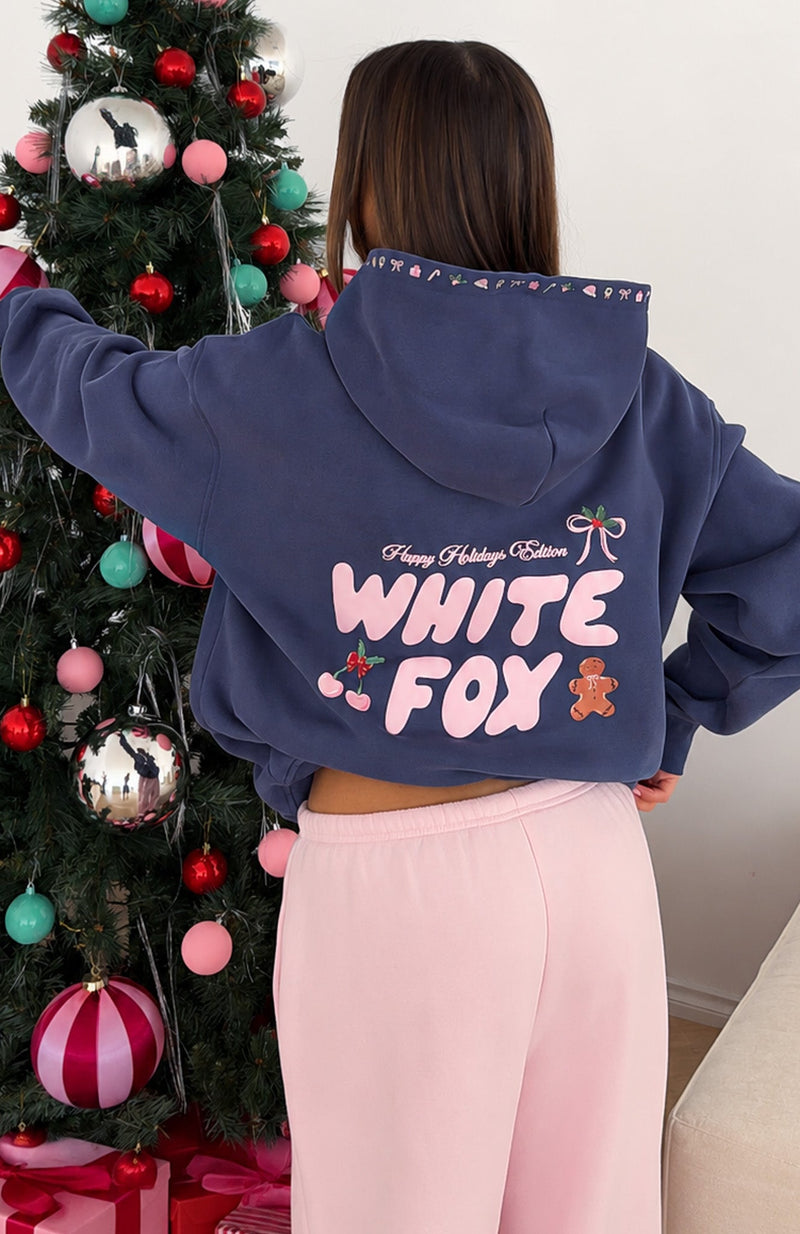 Merry & Bright Oversized Hoodie Navy