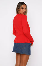 Can't Justify It Long Sleeve Knit Top Red