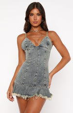 Sweet And Sour Denim Mini Dress Sand Wash