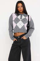 Cinzia Argyle Knit Sweater Rose Winter