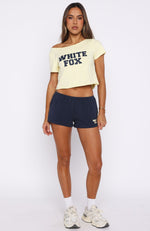 Put In Overtime Off Shoulder Relaxed Tee Lemon
