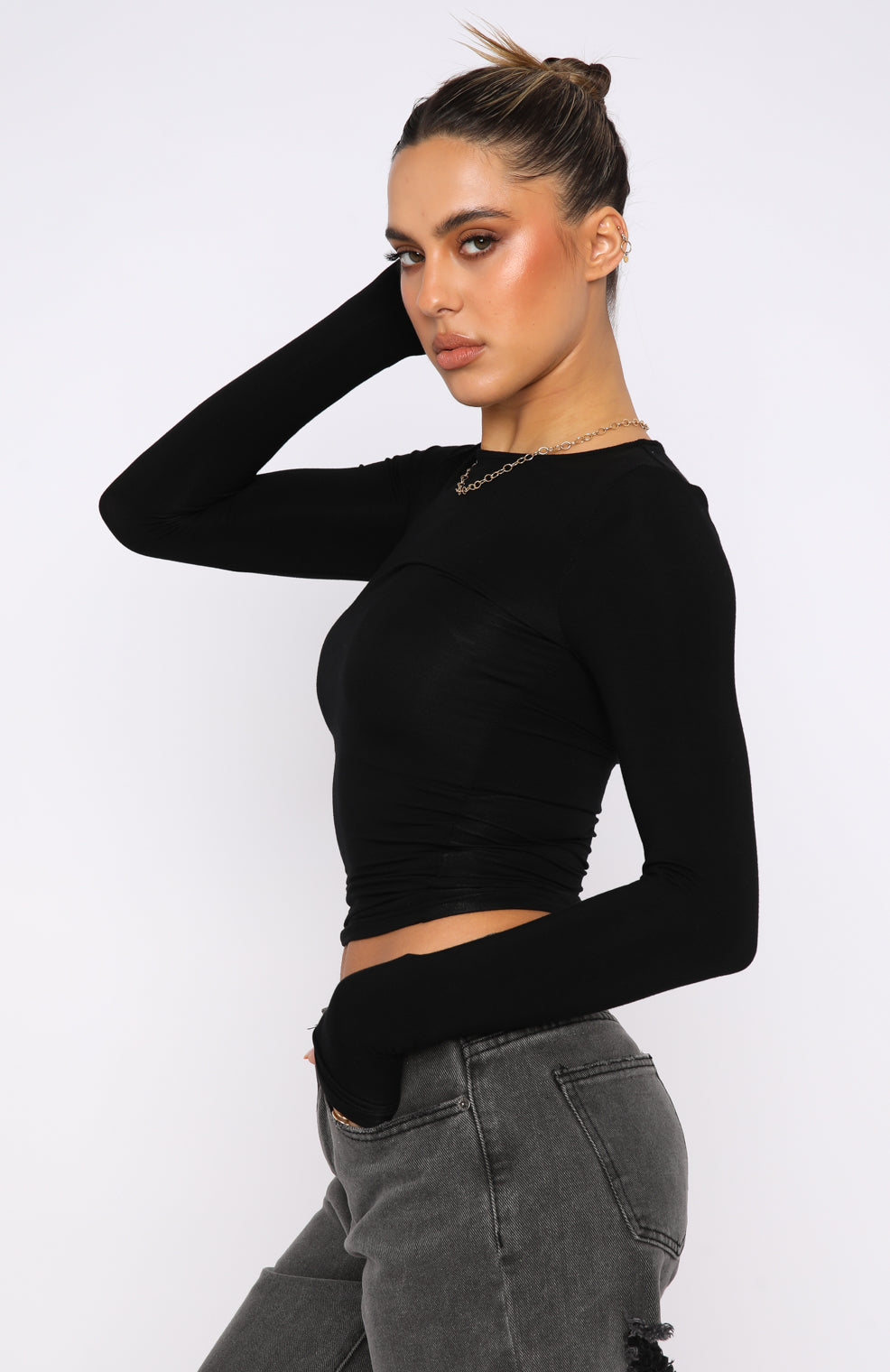 Only For Tonight Long Sleeve Top Black | White Fox Boutique