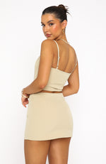 My Own Path Mini Skirt Taupe