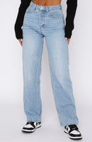 One Call Away High Rise Straight Leg Jeans Vintage Mid Blue