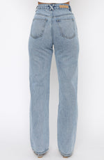 Long Way To Go High Rise Straight Leg Jeans Washed Blue