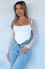 More Than Basic Long Sleeve Bustier White