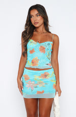 Perfect Symphony Crop Sky Blue Floral