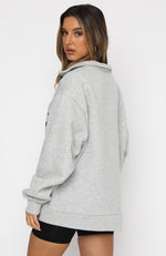High Standard Zip Front Sweater Grey Marle | White Fox Boutique
