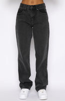 Taking A Trip Mid Rise Straight Leg Jeans Acid Black