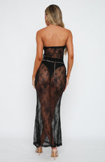 Someone Else Lace Strapless Maxi Dress Black