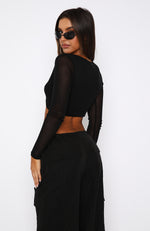 Want You Forever Long Sleeve Crop Black