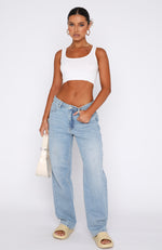 With You Low Rise Wide Leg Jeans Vintage Mid Blue
