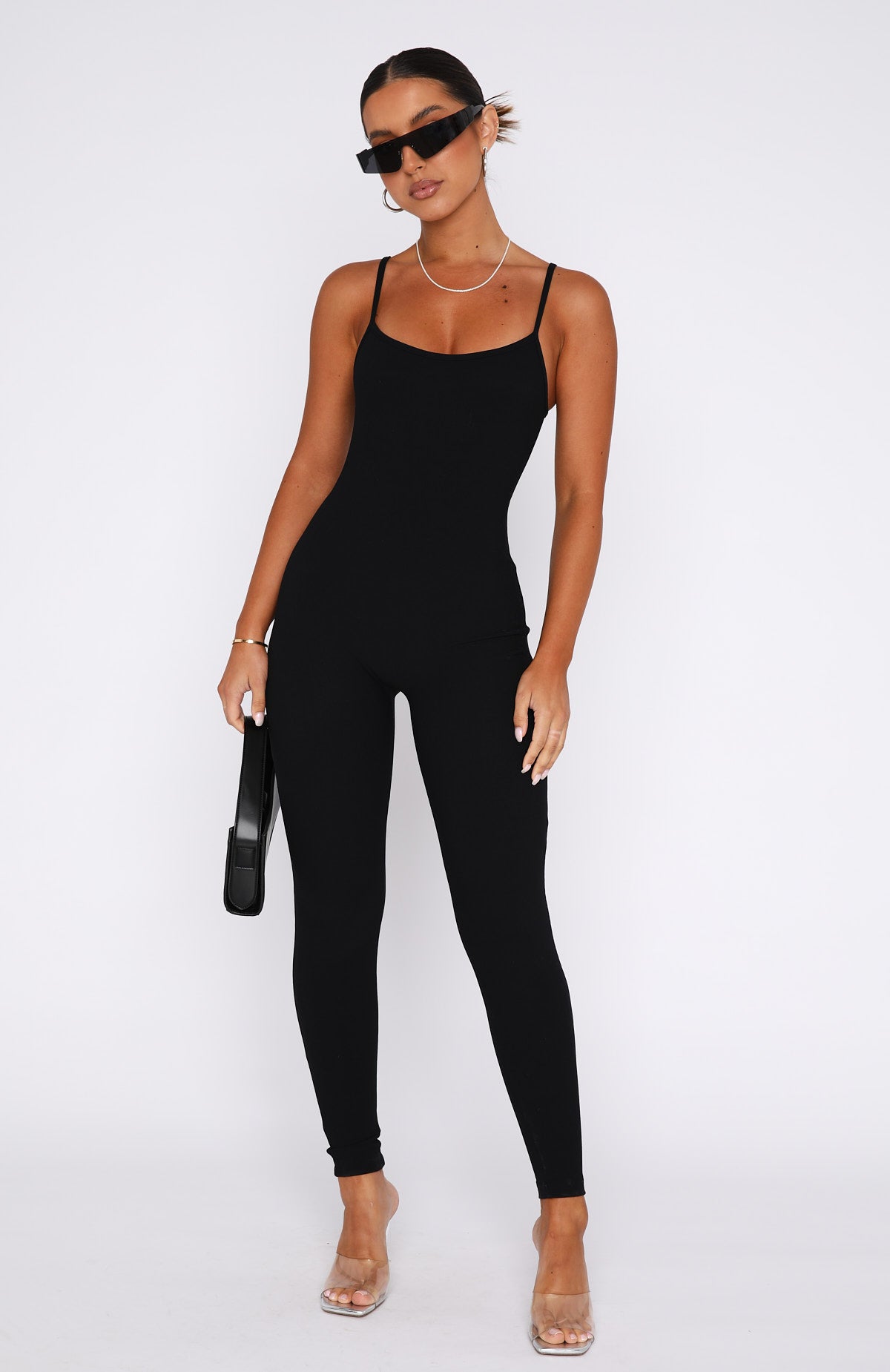 Life Is Short Ribbed Jumpsuit Black | White Fox Boutique