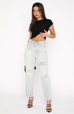 All For One Ribbed Crop Black