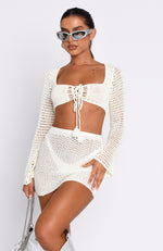 Give Me Something Crochet Mini Skirt Off White