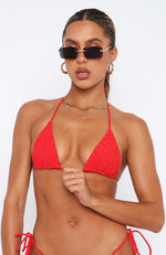 Take Me To The Ocean Bikini Top Red Terry