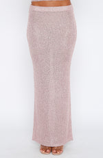 Star Shining Sequin Knit Maxi Skirt Pink