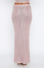 Star Shining Sequin Knit Maxi Skirt Pink