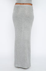 Star Shining Sequin Knit Maxi Skirt Grey