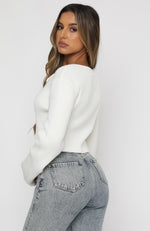 From The Heart Long Sleeve Knit Crop White