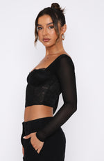 She's Magic Long Sleeve Lace Bustier Black