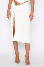 Do It My Way Midi Skirt White