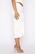 Do It My Way Midi Skirt White