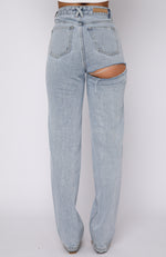 On Replay High Rise Straight Leg Jeans Ice Blue