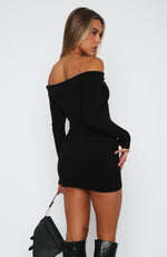 Nice And Clear Long Sleeve Ribbed Mini Dress Black