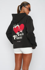 Twin Flame Oversized Hoodie Charcoal