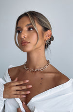 Girl Talk Choker Necklace Gold