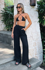 Live It Up Linen Pants Black