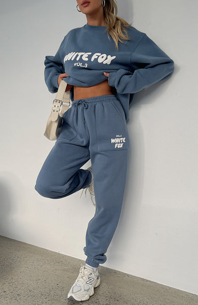 Oversize Sweatpants, Ocean Blue Sweatpants, Baggy Blue Cotton