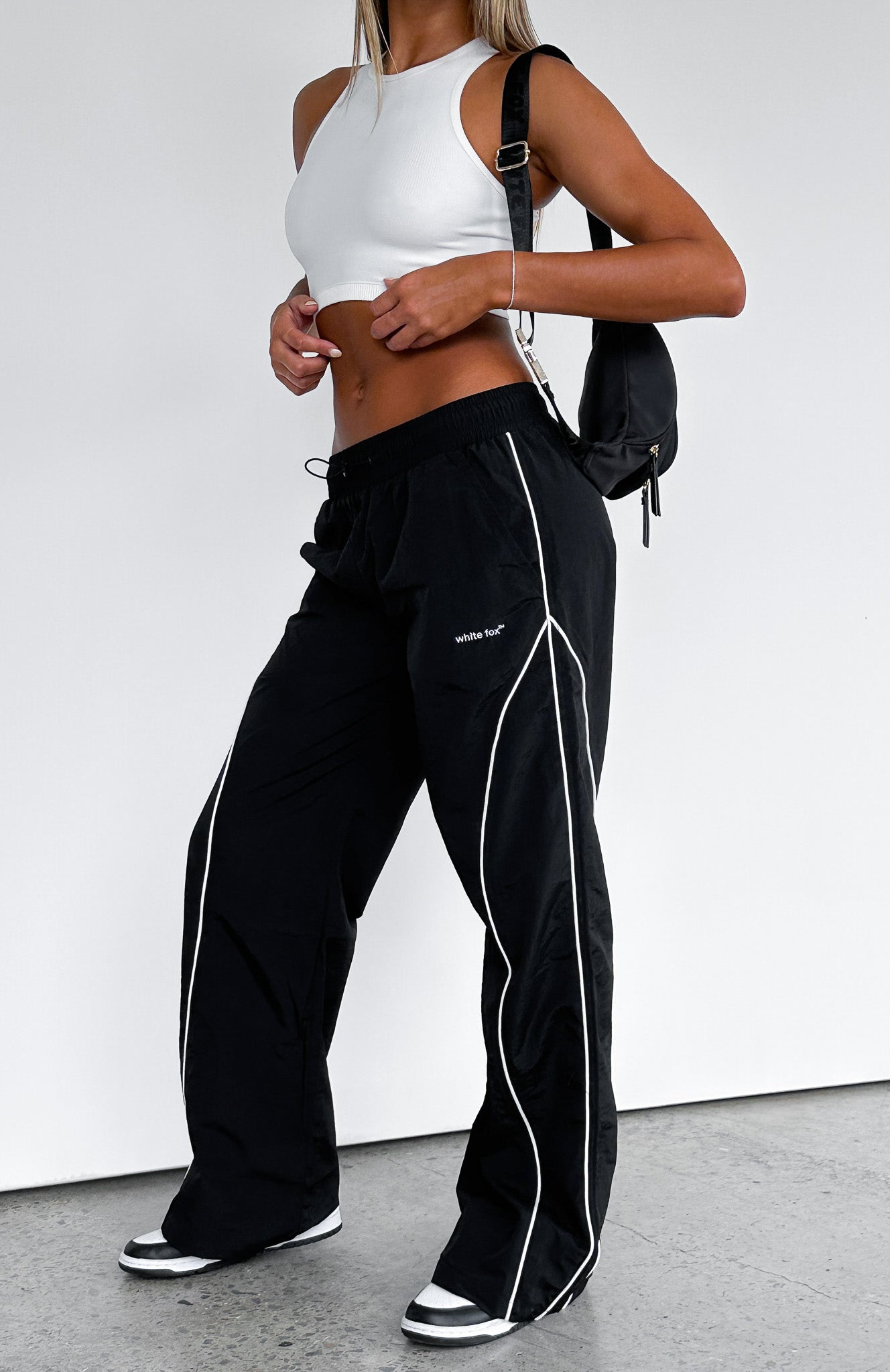 Unphased Track Pants Black | White Fox Boutique